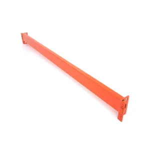 Orange metal storage rack beam.