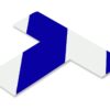Blue and white directional arrow.