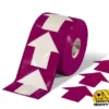 Purple floor tape with white arrows.