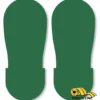 Here's an alt tag for the image: Green floor marking footprints.
