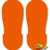 Orange footprints floor markers.