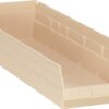 Beige plastic storage bin with dividers.