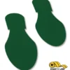 Here's an alt tag for the image: Dark green footprints floor markers.