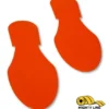 Orange footprint floor markers.