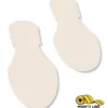 Here's an 8-word alt tag for the image: Pair of beige footprint stencils for flooring.