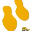 Yellow footprint floor markers.