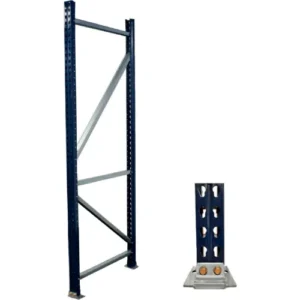 Blue metal racking and base plates.