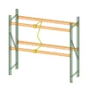 Here's an 8-word alt tag for the image: Two-tier shelving unit with wire cable management.