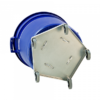 Blue bin with wheeled dolly base.