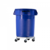 Blue Brute trash can on wheels.
