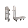 Aluminum hand truck, folded and unfolded.
